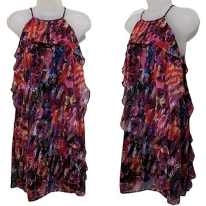 Maggy London Floral Halter Dress Pink sz 6